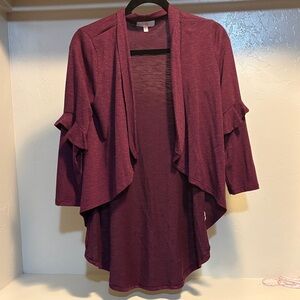 GB girls Maroon Ruffle Sleeve Cardigan